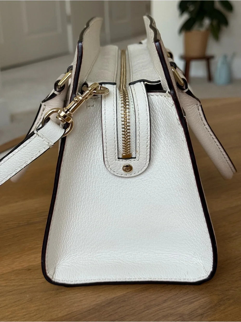 Kate Spade Grove Street Caley Satchel Cement Beige Pink White